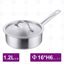 ST複合底單柄矮湯鍋(03款)(附蓋)-Φ16xH6cm