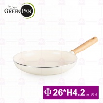 【GreenPan】東京木紋平煎鍋(不含蓋)(奶油白)-Φ26x4.