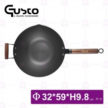 【GUSTO】藍鋼無塗層窒化炒鍋(免開鍋)-Φ32xH9.8cm
