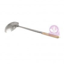 白鐵加長漏杓(木柄) 22*柄長48cm