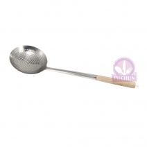 白鐵加長漏杓(木柄) 22*柄長48cm