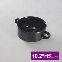 【HS】131雙耳湯碗  黑 10.2xH5cm