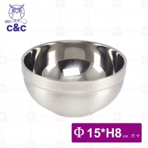 【C&C】#304不鏽鋼真新雙層隔熱碗 Φ15cm