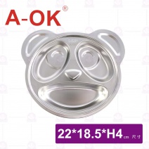 【A-OK】304卡通餐盤 熊貓3格