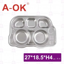 【A-OK】304卡通餐盤 巴士5格
