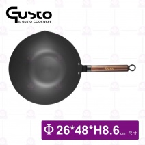 【GUSTO】藍鋼無塗層窒化炒鍋(免開鍋)-Φ26xH8.6cm