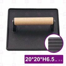 【菊川本味】鑄鐵壓肉板(方/條紋)-20x20x6.5cm