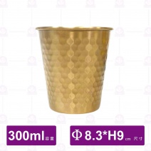 304單層不鏽鋼飲料杯(金)-300ml