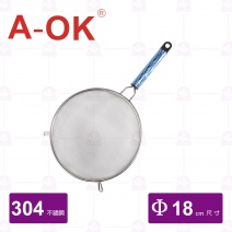 【A-OK】#304彩管柄濾網(細) 6吋 Φ18cm