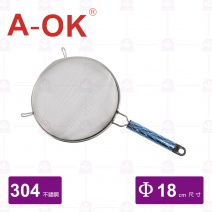 【A-OK】#304彩管柄濾網(細) 6吋 Φ18cm