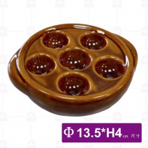 雙耳褐色田螺盤-Φ13.5xH4cm