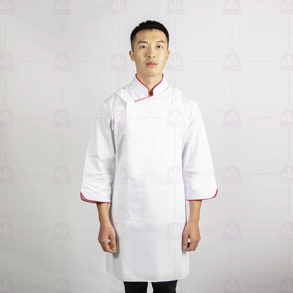 A604大日式雙袋圍裙-白(有裡布) 79cm
