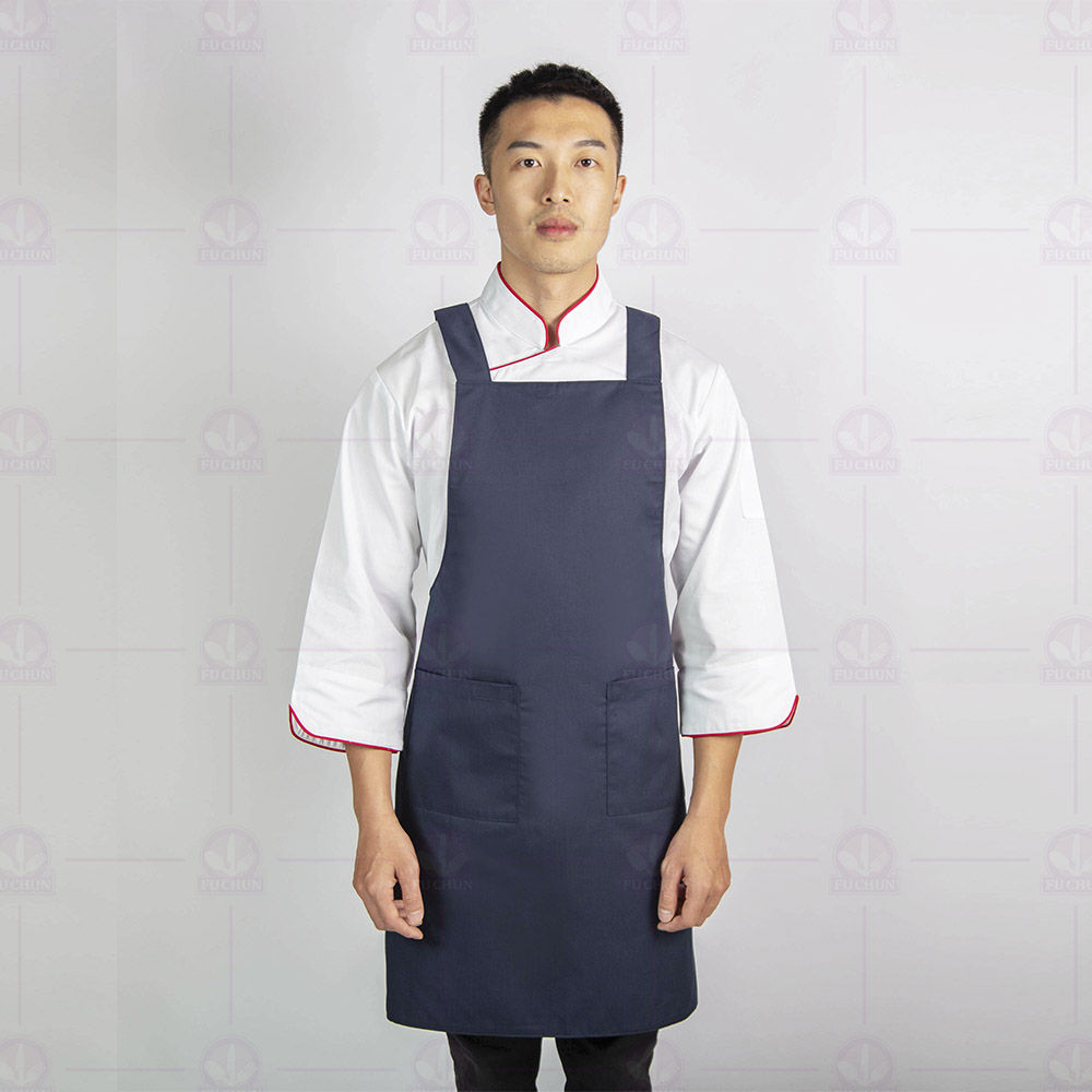 A604-1大日式雙袋圍裙-藍(有裡布)79cm