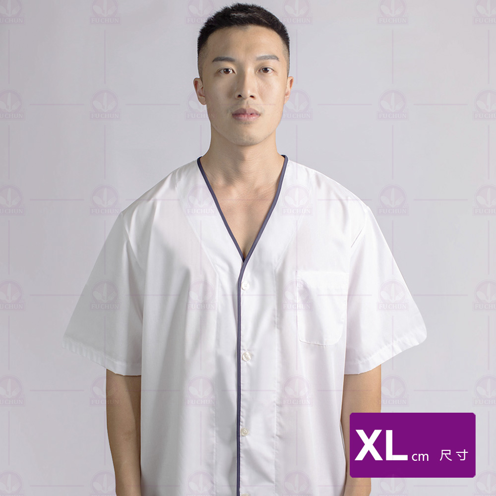 A206 日式廚師服 單扣藍邊-短袖 XL