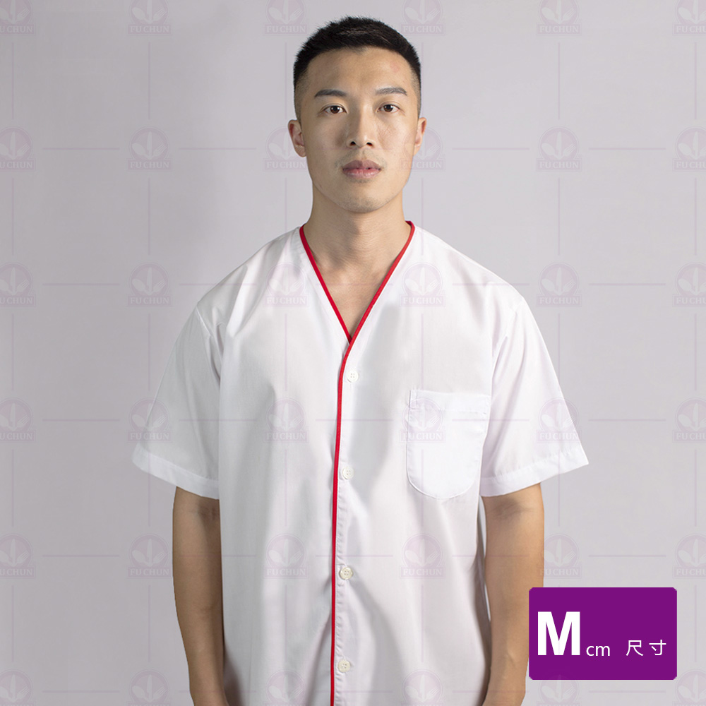 A207 日式廚師服 單扣紅邊-短袖 M
