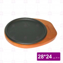 304C-23圓形牛排盤木板拼接(無鐵板)