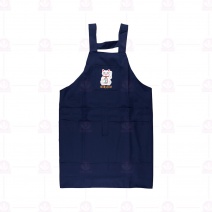開運招財貓四口袋圍裙-藍 79cm
