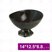 【宜瓷】綠天目高腳缽 14x12.5x8.8cm(6入/盒)