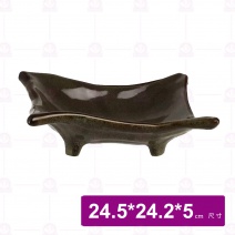 【宜瓷】綠天目長丸角盤10吋 24.5x24.2x5cm(10入/盒)