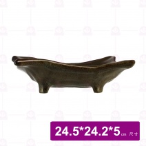 【宜瓷】綠天目長丸角盤10吋 24.5x24.2x5cm(10入/盒)