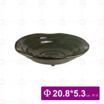 【宜瓷】綠天目三角花盤8吋  20.8x5.3cm(15入/盒)