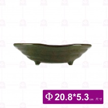 【宜瓷】綠天目三角花盤8吋  20.8x5.3cm(15入/盒)