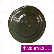 【宜瓷】綠天目三角花盤8吋  20.8x5.3cm(15入/盒)
