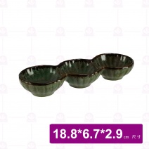 【宜瓷】綠天目三圓碟 18.8x6.7x2.9cm(12入/盒)