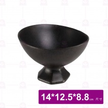 【宜瓷】黑天目高腳缽 14x12.5x8.8cm(6入/盒)