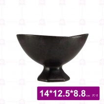 【宜瓷】黑天目高腳缽 14x12.5x8.8cm(6入/盒)