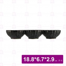 【宜瓷】黑天目三圓碟- 18.8x6.7x2.9cm(30入/盒)