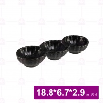 【宜瓷】黑天目三圓碟- 18.8x6.7x2.9cm(30入/盒)