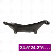 【宜瓷】黑天目長丸角盤10吋 24.5x24.2x5cm