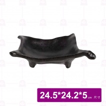 【宜瓷】黑天目長丸角盤10吋 24.5x24.2x5cm