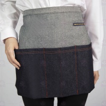 #9262 造型牛仔半身圍裙-藍色加黑色 37cm