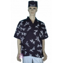 日廚師服(藍小竹)藍配竹字花  L A200-L