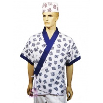日廚師服(藍魚)魚字藍肩帶 2L A204