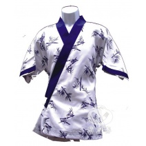 日式廚師服  竹字花配藍肩帶 XL  A205