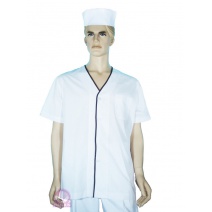 日式廚師服  單扣藍邊 2L  A206