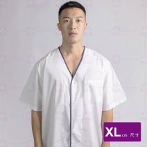 A206 日式廚師服 單扣藍邊-短袖 XL