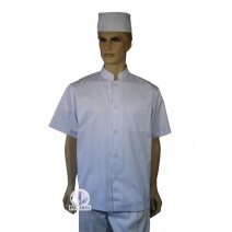 A104中山領單排扣短袖廚師服  4L