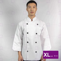 A108中山雙排黑扣廚師服-7分袖  XL