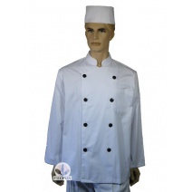 A109中山雙排黑扣長袖廚師服  4L