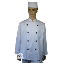 A109中山雙排黑扣長袖廚師服  5L