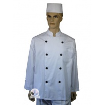 A109中山雙排黑扣長袖廚師服  XL