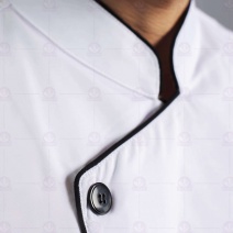 A111中山領雙排扣滾單黑邊廚師服-短袖 XL
