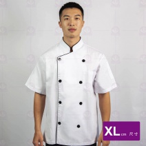 A111中山領雙排扣滾單黑邊廚師服-短袖 XL