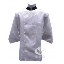 中山領雙排扣 領配籃七分袖廚服 L A114-L