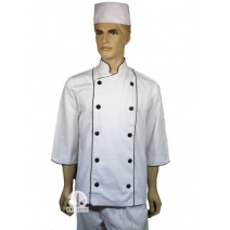 A120中山雙排滾雙黑邊廚師服七分袖 L