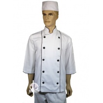 A120中山雙排滾雙黑邊廚師服七分袖 XL